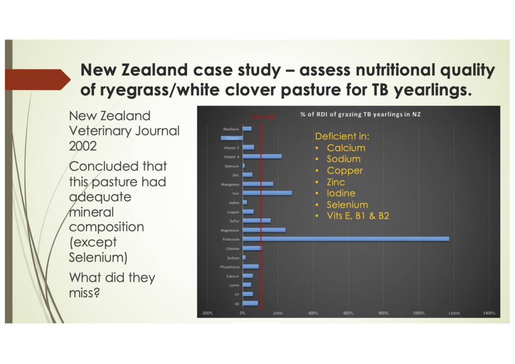Prime New Zealand pastures are mineral deficient for horses.
